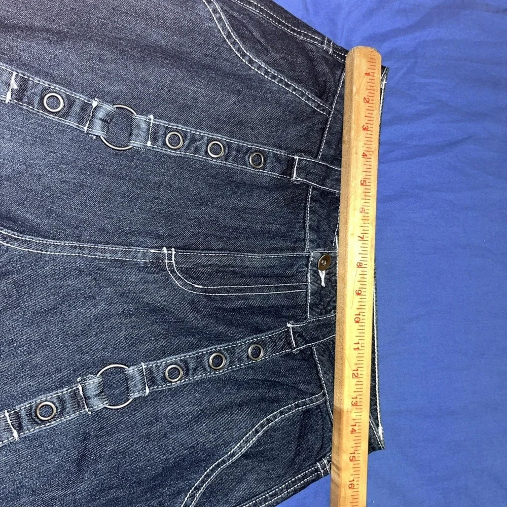 Hot Topic Jeans Size 9 Blue Chains Grommets Straps Baggy Grunge Skater Women's